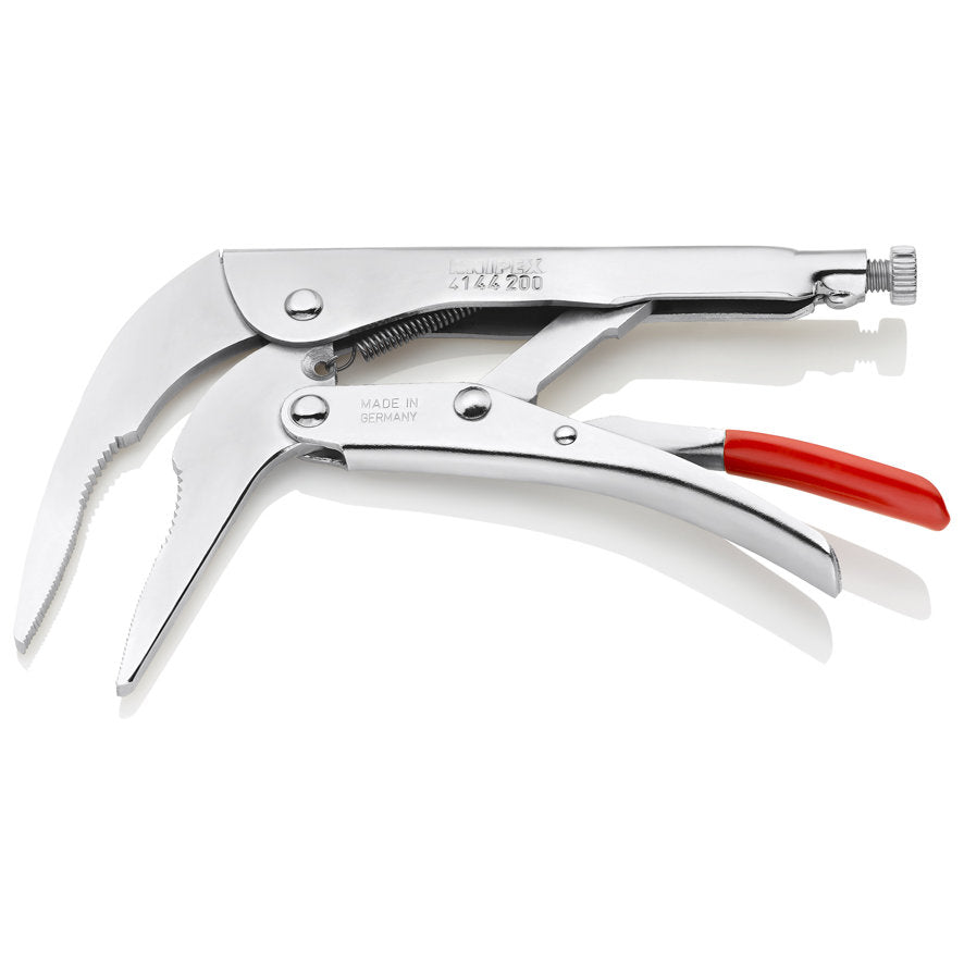 KNIPEX 41 44 200 Pinza de presión de punta larga angulada mangos sin recubrimiento galvanizada 200 mm (8'')