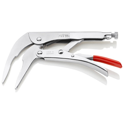 KNIPEX 41 44 200 Pinza de presión de punta larga angulada mangos sin recubrimiento galvanizada 200 mm (8'')