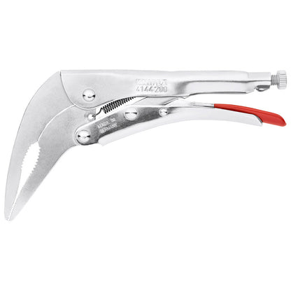 KNIPEX 41 44 200 Pinza de presión de punta larga angulada mangos sin recubrimiento galvanizada 200 mm (8'')