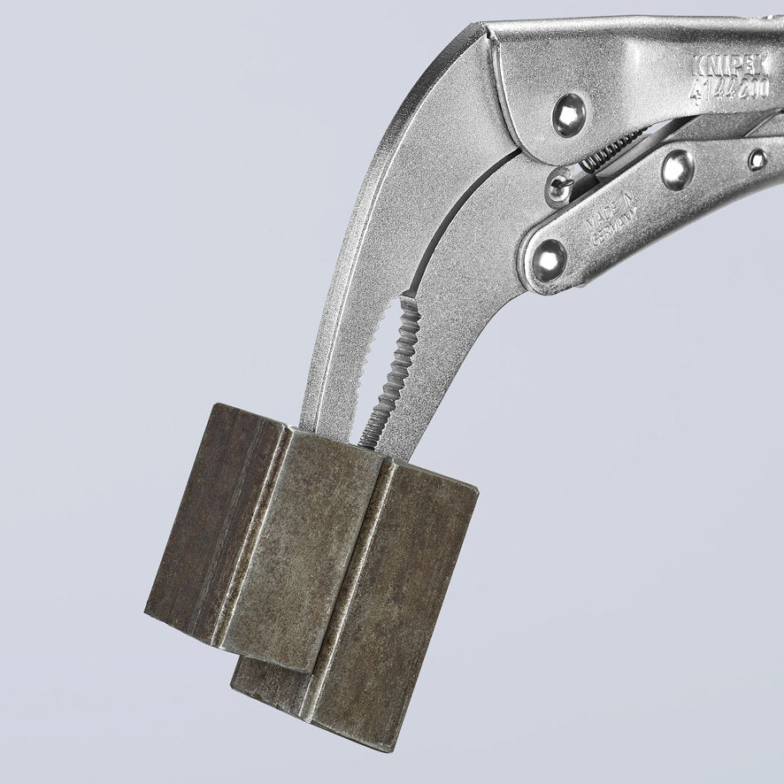 KNIPEX 41 44 200 Pinza de presión de punta larga angulada mangos sin recubrimiento galvanizada 200 mm (8'')