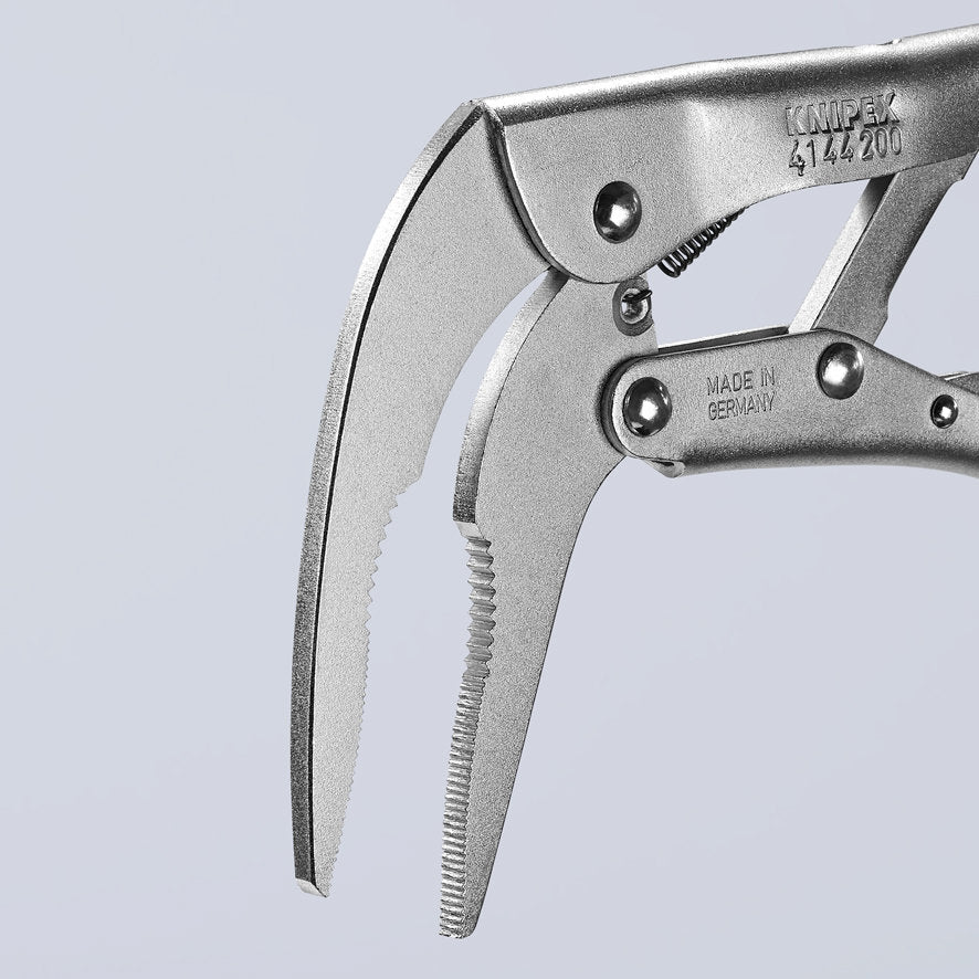 KNIPEX 41 44 200 Pinza de presión de punta larga angulada mangos sin recubrimiento galvanizada 200 mm (8'')
