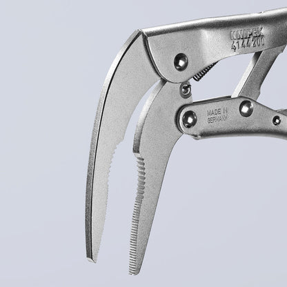 KNIPEX 41 44 200 Pinza de presión de punta larga angulada mangos sin recubrimiento galvanizada 200 mm (8'')