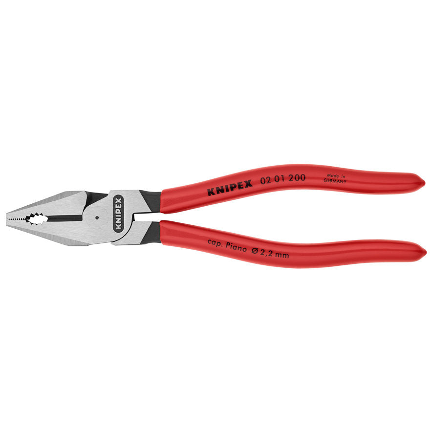 KNIPEX 02 01 200 SB Pinza universal de alta palanca con mangos de plástico pavonada 200 mm (8'')