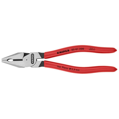 KNIPEX 02 01 200 SB Pinza universal de alta palanca con mangos de plástico pavonada 200 mm (8'')