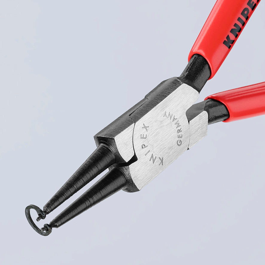 KNIPEX 44 11 J0 SB Pinza para anillos de retención interiores en taladros recubierto de plástico acabado pavonado 140 mm