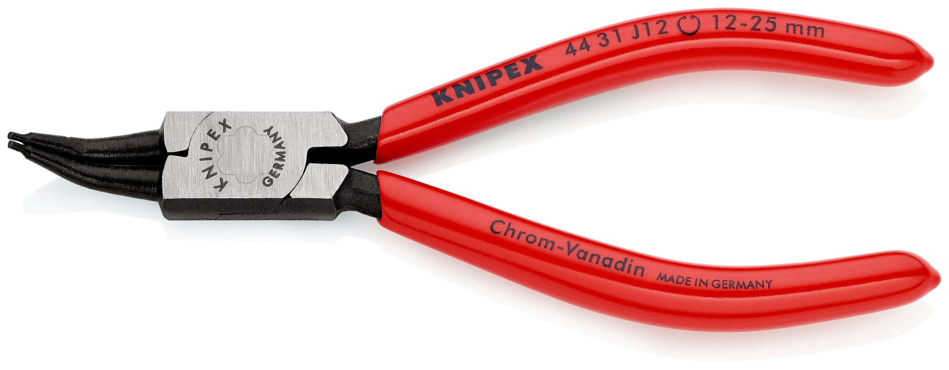 KNIPEX 44 31 J12 Pinza para anillos de retención interiores en taladros en ángulo de 45ø recubierto de plástico acabado pavonado 140 mm