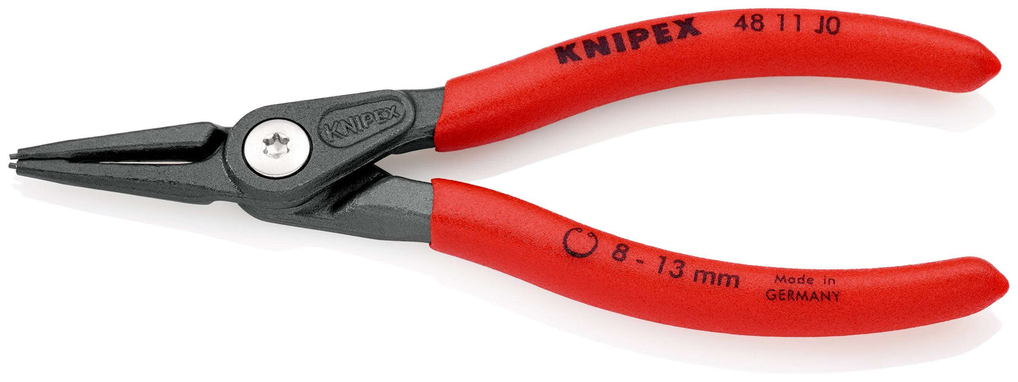 KNIPEX 48 11 J0 Pinza de precisión para anillos de retención Para anillos de retención interiores en taladros recubiertos de plástico antideslizante acabado pavonado 140 mm