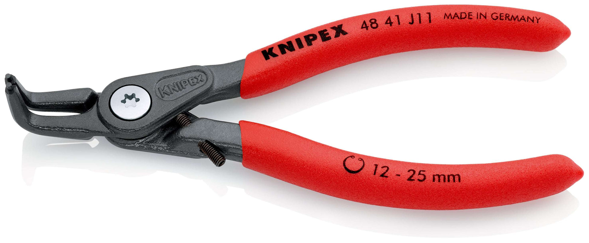 KNIPEX 48 41 J11 Pinza de precisión para anillos de retención Para anillos de retención interiores en taladros recubiertos de plástico antideslizante acabado pavonado 130 mm