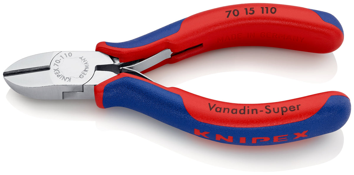 KNIPEX 70 15 110 Pinza de corte diagonal cabeza estrecha con mangos ergonómicos cromada 110 mm (4.25'')