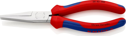 KNIPEX 38 45 190 Pinza de punta larga plana para mecánicos con mangos ergonómicos cromada 190 mm (7.5'')