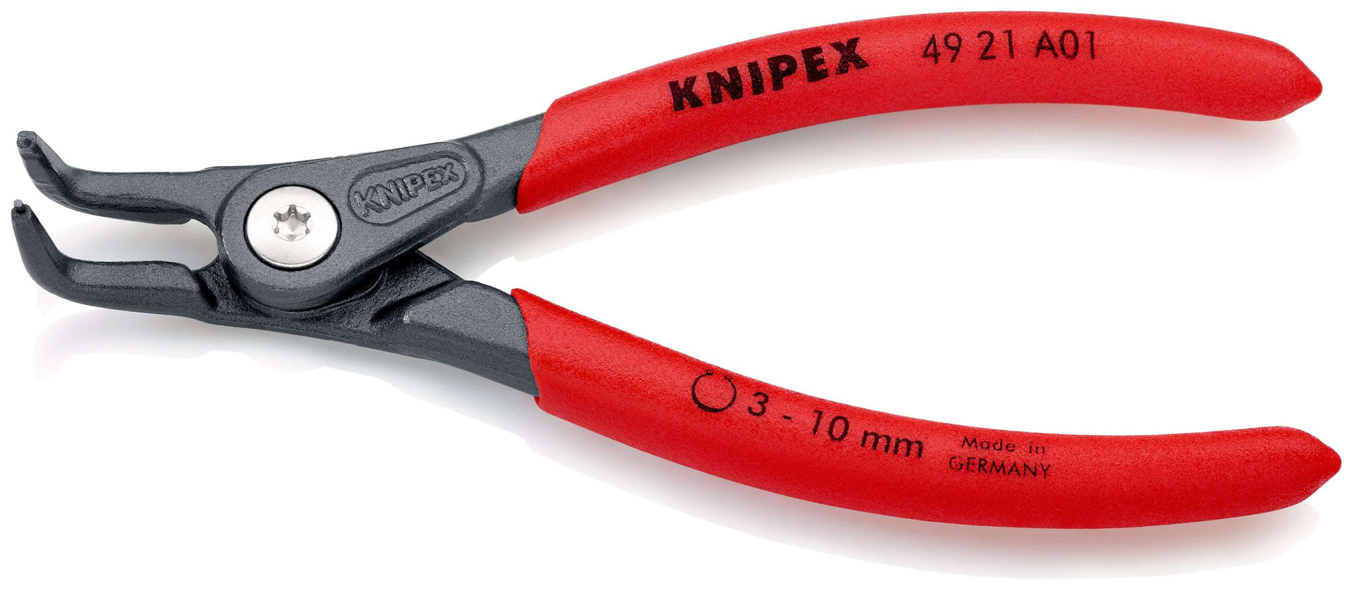 KNIPEX 49 21 A01 SB Pinza de precisión para anillos de retención exteriores de ejes recubiertos de plástico antideslizante acabado pavonado 130 mm