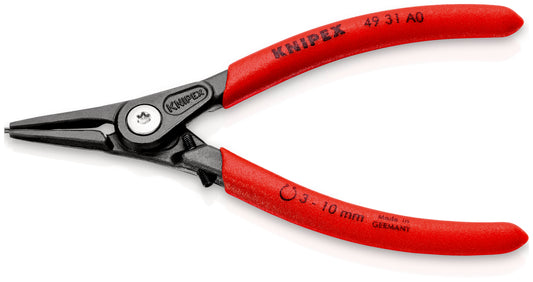 KNIPEX 49 31 A0 Pinza de precisión para arandelas para arandelas exteriores de ejes con protección contra la sobreexpansión Mangos plasticos por inmersión antideslizantes gris atramentado 140 mm
