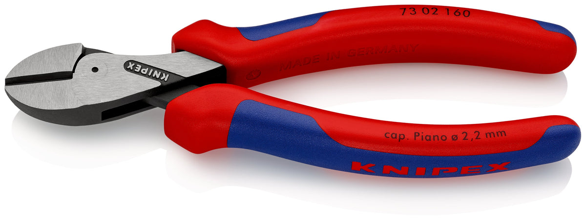KNIPEX 73 02 160 SB Pinza de corte diagonal compacta X-Cut de alta palanca con mangos ergonómicos pavonada 160 mm (6.25'')