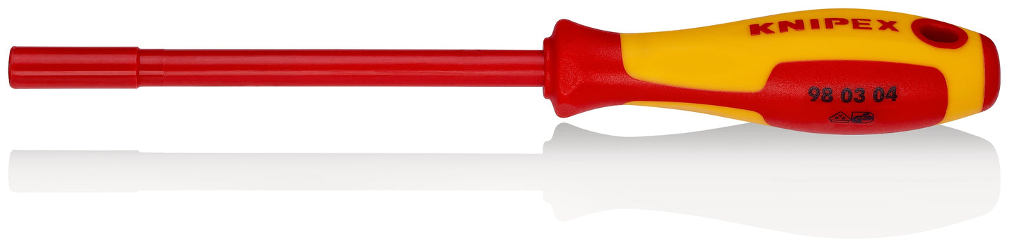 KNIPEX 98 03 04 Desarmador hexagonal tipo dado aislado 4 mm con mango ergonómico 1000V bruñido 232 mm (9'')