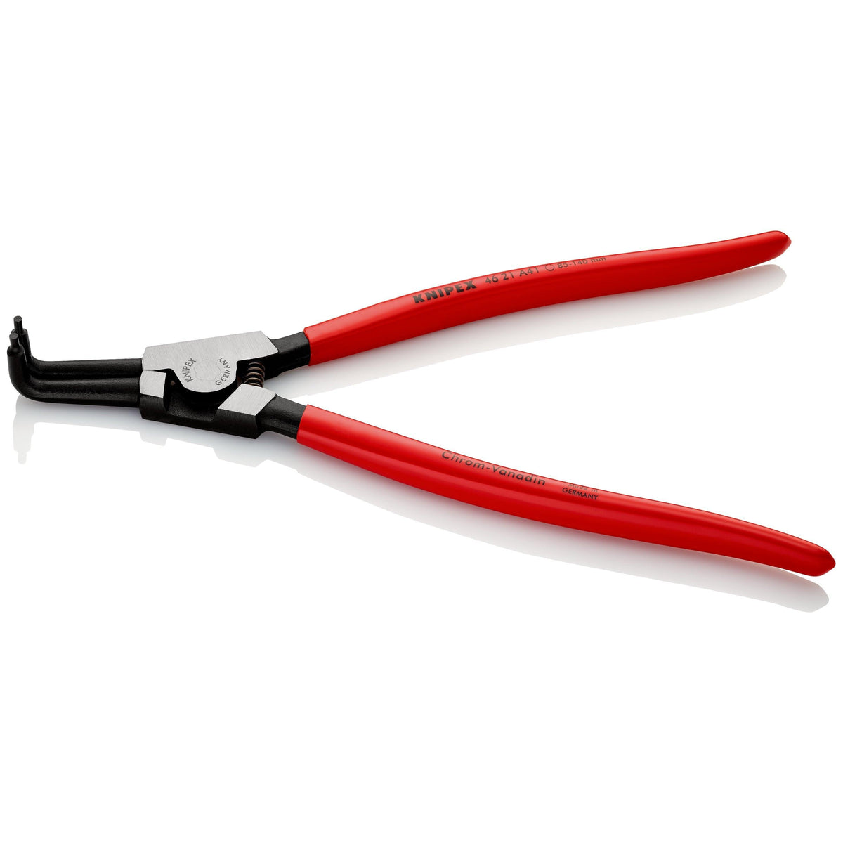 KNIPEX 46 21 A41 SB Pinza para anillos de retención exteriores con puntas ángulo 90° con mangos de plástico pavonada 300 mm (12'')