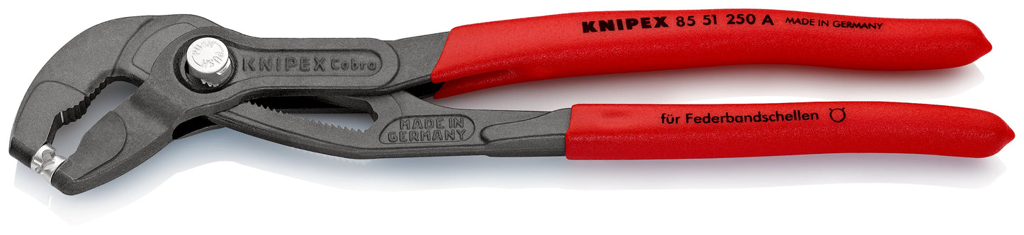 KNIPEX 85 51 250 A SB Pinza para abrazaderas con mangos de plástico antideslizante acabado pavonado 250 mm