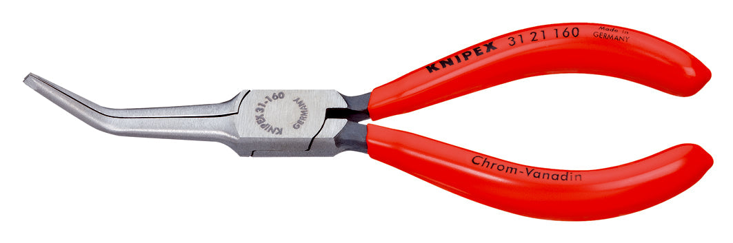 KNIPEX 31 21 160 SB Pinza de punta larga fina ángulo de 45º con mangos de plástico pavonada 160 mm (6.25″)