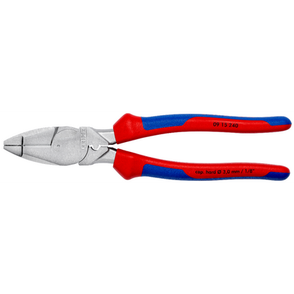 KNIPEX 09 15 240 Pinza de electricista modelo americano con mangos ergonómicos cromada 240 mm (9.5″)