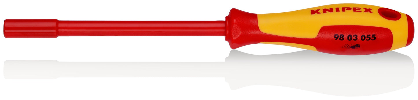 KNIPEX 98 03 055 Desarmador hexagonal tipo dado aislado 5.5 mm con mango ergonómico 1000V bruñido 232 mm (9'')