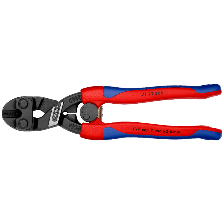 KNIPEX 71 22 200 Pinza cortapernos compacta CoBolt ángulo de 20° con mangos ergonómicos delgados pavonada 200 mm (8'')