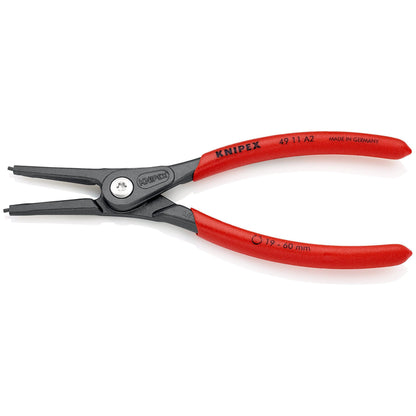 KNIPEX 49 11 A2 SB Pinza para anillos de retención exteriores de precisión con puntas rectas con mangos de plástico pavonada 180 mm (7'')