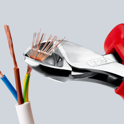 KNIPEX 73 05 160 SB Pinza de corte diagonal compacta X-Cut de alta palanca con mangos ergonómicos cromada 160 mm (6.25'')