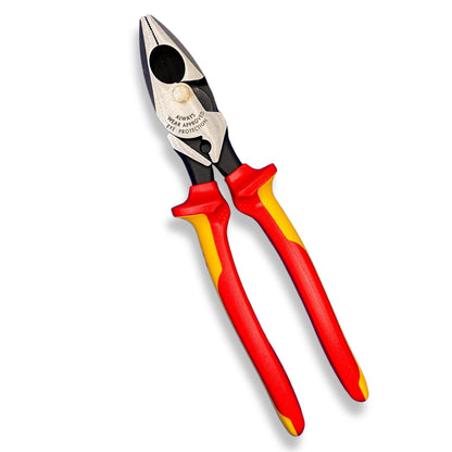 KNIPEX 09 18 240 US Pinza aislada de electricista modelo americano con mangos ergonómicos 1000V pavonada 240 mm (9.5″)