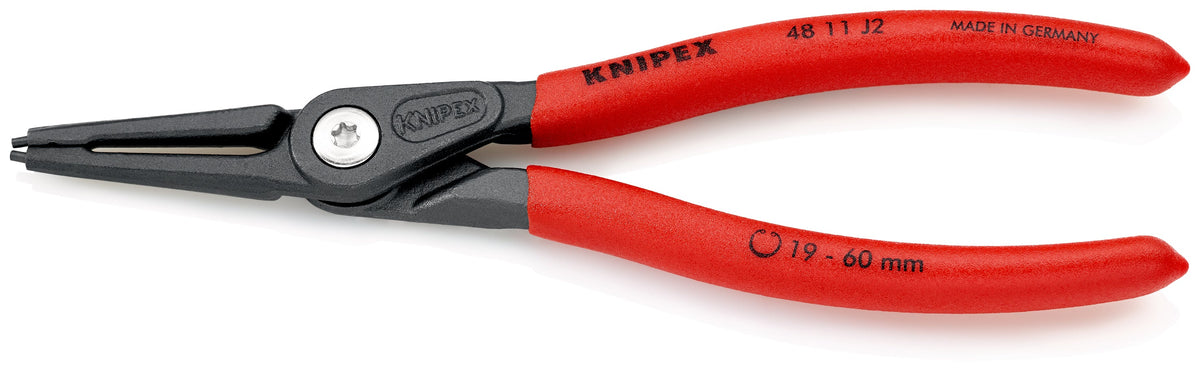 KNIPEX 48 11 J2 SB Pinza para anillos de retención interiores de precisión con puntas rectas con mangos de plástico pavonada 180 mm (7.25'')