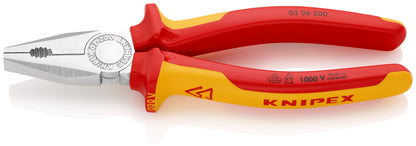 KNIPEX 03 06 200 SB Pinza aislada universal con mangos ergonómicos 1000V cromada 200 mm (8'')