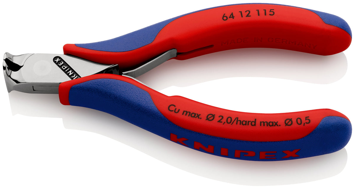 KNIPEX 64 12 115 Pinza de corte frontal para electrónica con mangos ergonómicos pulida 115 mm (4.5'')