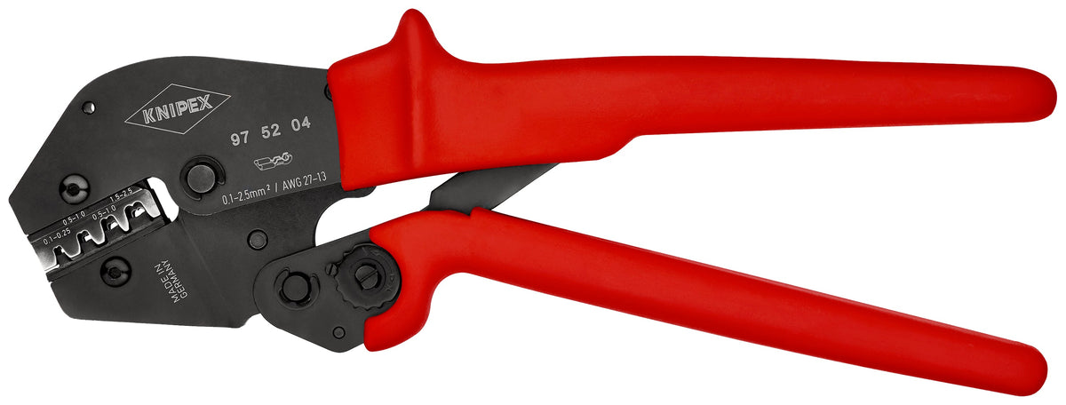 KNIPEX 97 52 04 Pinzas para engarzar terminales también para trabajar con las dos manos con mangos de plstico antideslizantes bruñido 250 mm