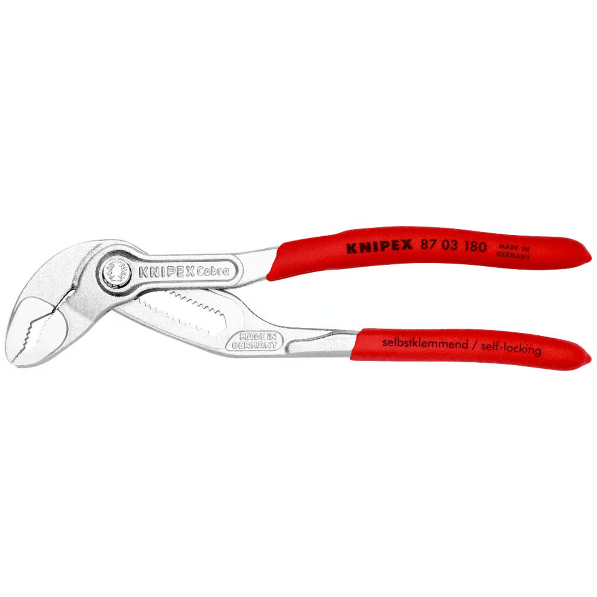 KNIPEX 87 03 180 Pinza de extensión pico de loro Cobra con mangos de plástico cromada 125 mm (7'')