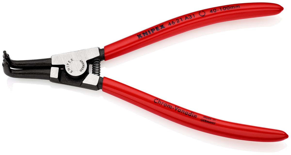 KNIPEX 46 21 A31 SB Pinza para anillos de retención exteriores con puntas ángulo 90° con mangos de plástico pavonada 200 mm (8'')