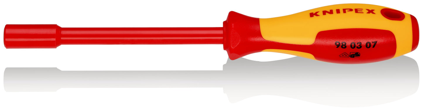 KNIPEX 98 03 07 Desarmador hexagonal tipo dado aislado 7 mm con mango ergonómico 1000V bruñido 237 mm (9.25'')
