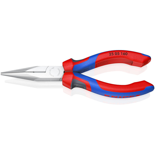 KNIPEX 25 05 160 Pinza de punta larga con filos de corte con mangos ergonómicos cromada 160 mm (6.25″)