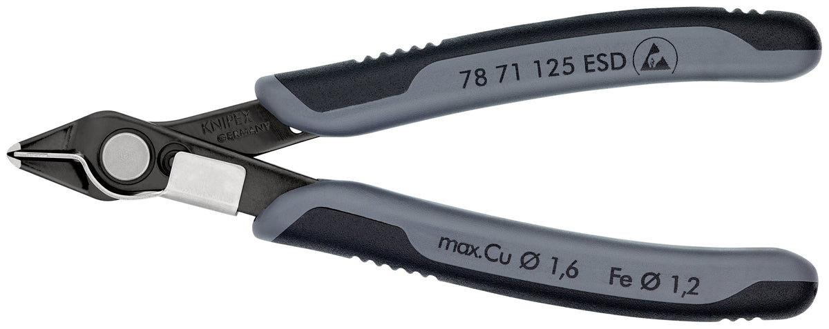KNIPEX 78 71 125 ESD Pinza electrostática para electrónica Super Knips con mangos ergonómicos ESD pulida 125 mm (5'')