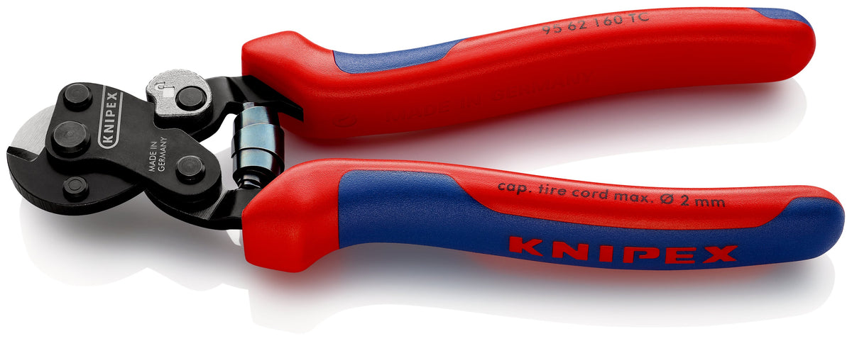 KNIPEX 95 62 160 TC Cortacables para cable trenzado acerado con mangos en dos componentes bruñido 160 mm