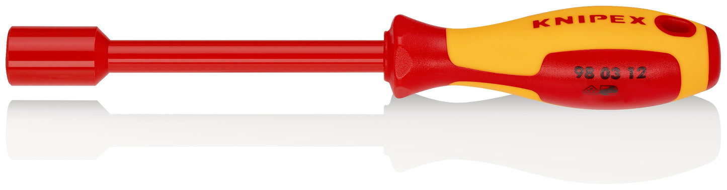 KNIPEX 98 03 12 Desarmador hexagonal tipo dado aislado 12 mm con mango ergonómico 1000V bruñido 237 mm (9.25'')