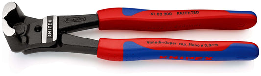 KNIPEX 61 02 200 Pinzas de corte frontal para pernos gran efecto palanca recubierto de plástico acabado pavonado 200 mm