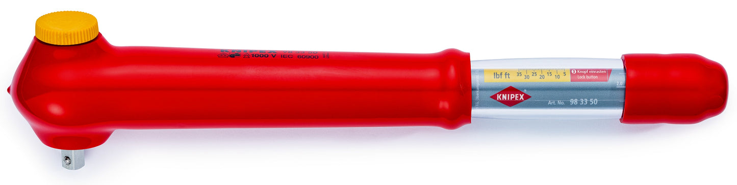 KNIPEX 98 33 50 Torquímetro reversible aislado 1000V cuadradillo de 3/8'' 385 mm (15'')