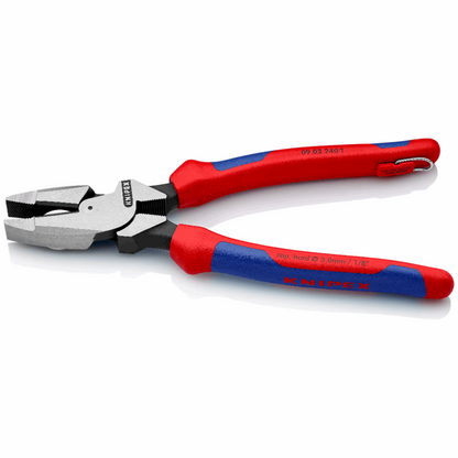 KNIPEX 09 02 240 T Pinza de electricista modelo americano con mangos ergonómicos con protección anticaídas pavonada 240 mm (9.5″)