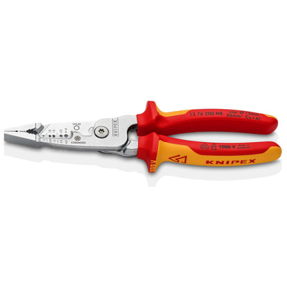 KNIPEX 13 76 200 ME Pinza aislada pelacables multifunción versión métrica con mangos ergonómicos 1000V cromada 200 mm (8'')