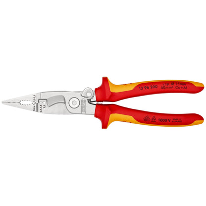 KNIPEX 13 96 200 SB Pinza aislada para instalaciones eléctricas 6 en 1 con mangos ergonómicos 1000V cromada 200 mm (8'')
