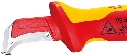 KNIPEX 98 55 SB Cuchillo pelacables de gancho forma de hoz con guia aislado con mango ergonómico 1000V 180 mm (7'')