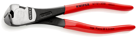KNIPEX 67 01 200 Pinzas de corte frontal de fuerza recubiertos de plástico Negro atramentado 200 mm
