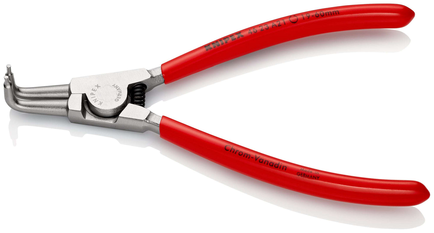 KNIPEX 46 23 A21 Pinza para anillos de retención exteriores con puntas ángulo 90° con mangos de plástico cromada 170 mm (6.75'')