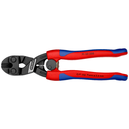 KNIPEX 71 22 200 SB Cortapernos compacto CoBolt con ángulo de 20 de alto apalancamiento 200 mm