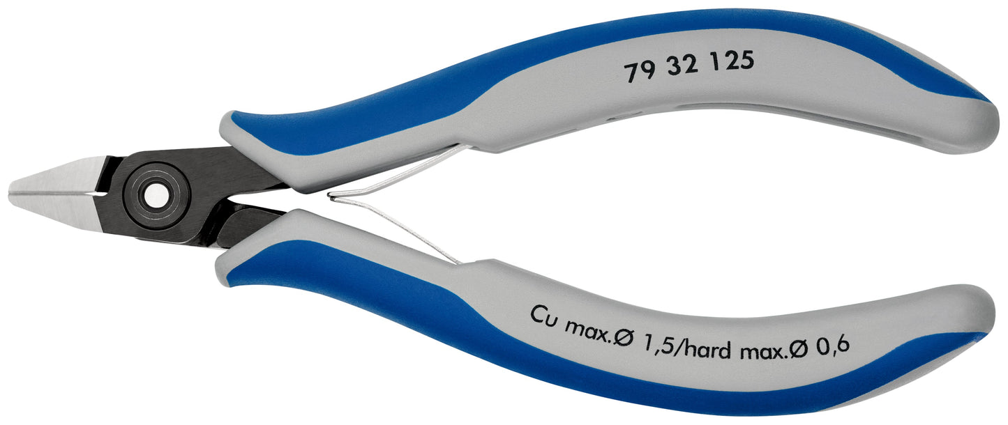 KNIPEX 79 32 125 Pinzas de precisión de corte diagonal para electrónica con mangos en dos componentes bruñido 125 mm