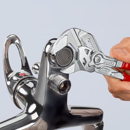 KNIPEX 86 03 180 Pinza de extensión y llave en una sola herramienta con mangos de plástico cromada 180 mm (7'')
