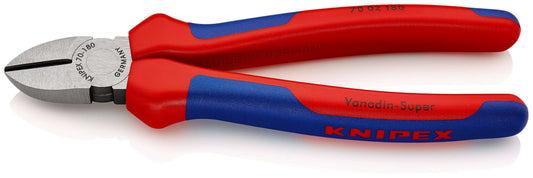 KNIPEX 70 02 180 SB Pinzas de corte diagonal Con fundas en dos componentes acabado pavonado 180 mm